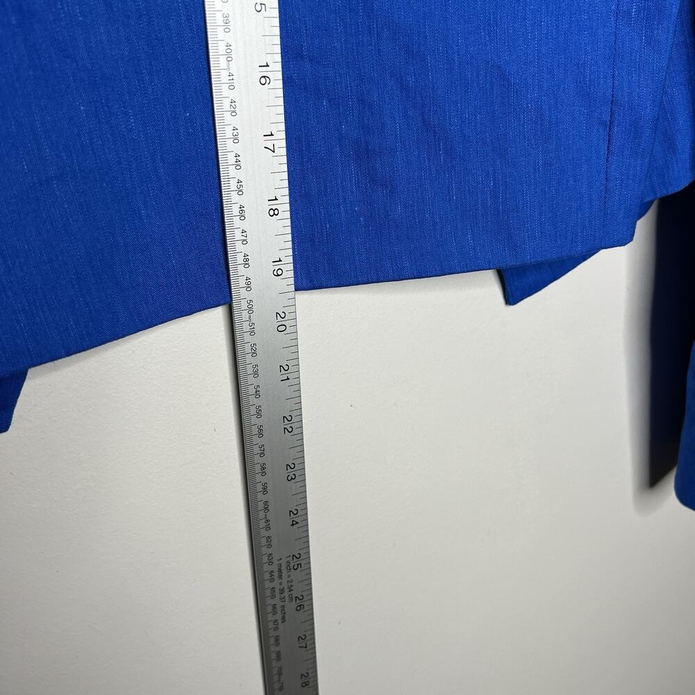 Alice And‎ Olivia Blazer Womens 4 Blue Linen Blend Open Cropped Lined Career - Picture 12 of 13